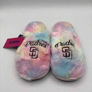 Foco Rainbow Script Wordmark Slippers - Padres - Women's Size XL (11-12) New